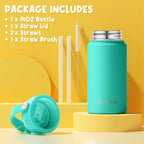 Fimibuke Kids Insulated Water Bottle, 14oz BPA FREE 18/8 Stainless Steel Travel Tumbler Double Wall Vacuum Leak Proof Kids Cup with Straw Metal Water Bottle for School Boys Girls(1 Pack, Rainbow)