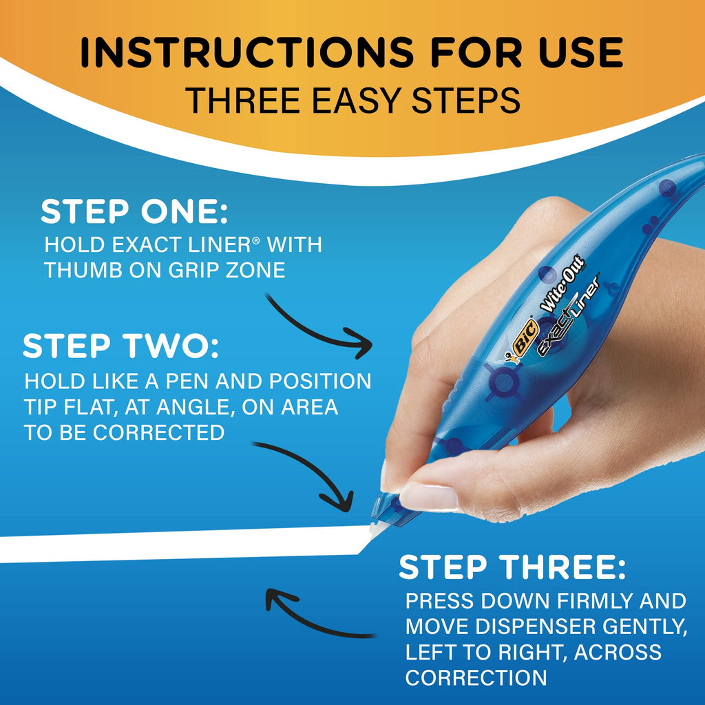 BIC Wite-Out EZ Correct Correction Tape, School Supplies for Students and Teachers, Applies Dry, No Dry Time, Tear Resistant, 4-Count Pack in White