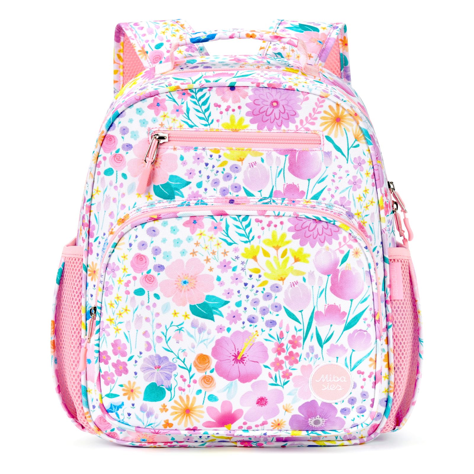 mibasies Kids Backpack for Girls: Girls Backpack 5-8 - Kindergarten Elementary School Bookbag for Girl - Flower Pink