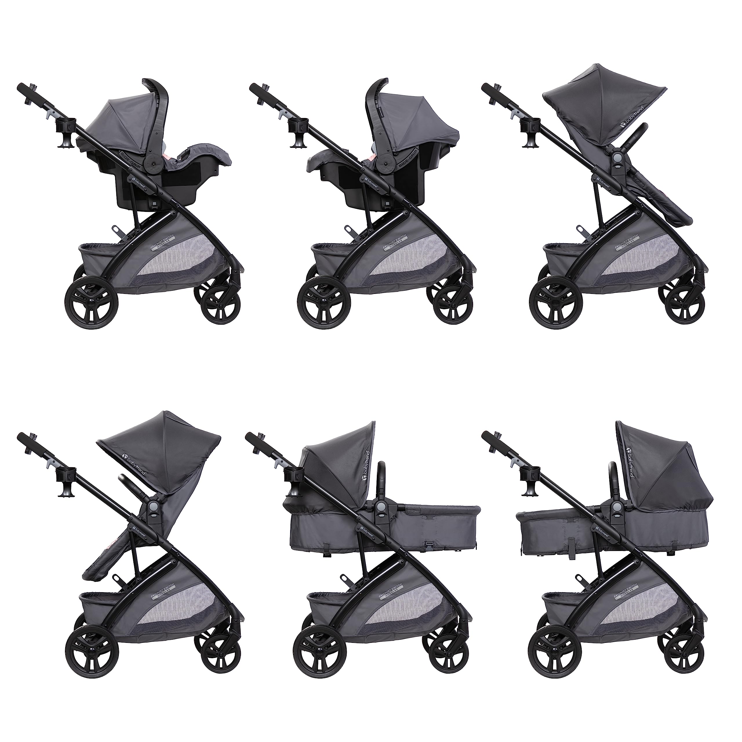 Baby Trend Passport® Switch 6-in-1 Modular Stroller Travel System with EZ-Lift™ Plus Infant Car Seat, Dash Black