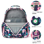 mibasies Kids Backpack for Girls: Girls Backpack 5-8 - Kindergarten Elementary School Bookbag for Girl - Flower Pink