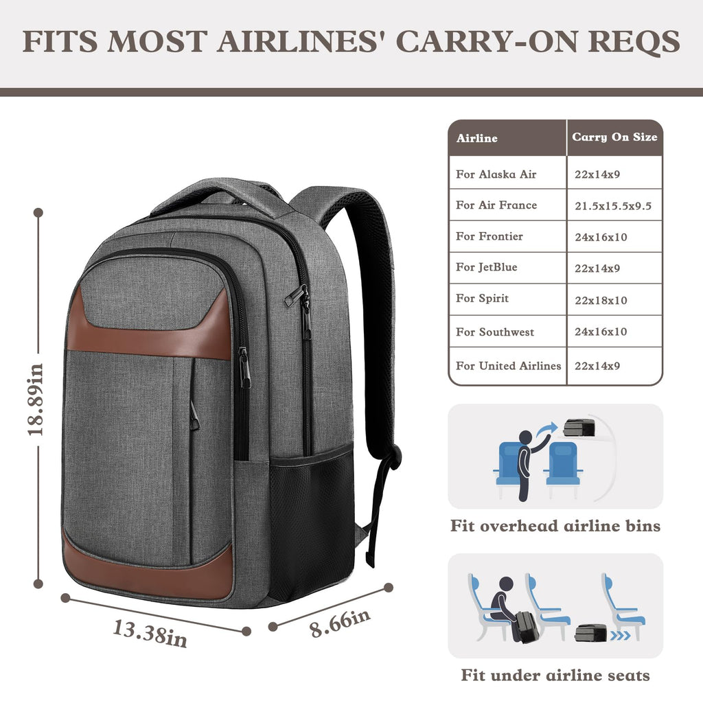 Travel Laptop Backpack 17 Inch, Sturdy Professional Travel Backpack for Men Women with LifetimeWarranty, Airline Approved Big Large Business Work College Computer Backpack, Black