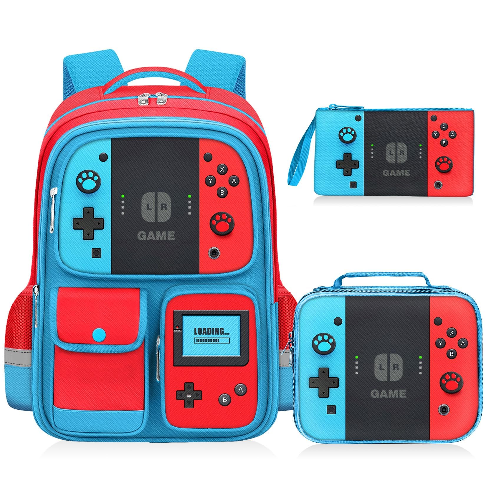 TILYTADLY School Backpack for Boys - Gamer Boys Backpack for Kids Children Elementary Middle School - Students Bag for Ages 6-18,17″ Video Game Bookbag Travel Back Pack