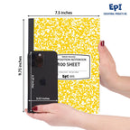4 Pack - EPI Marble Hardcover Wide Ruled Composition Notebook | 200 Pages (100 Sheets), 9.75 x 7.5 in, Sturdy Sewn Binding | School, Office, Journaling, Notes