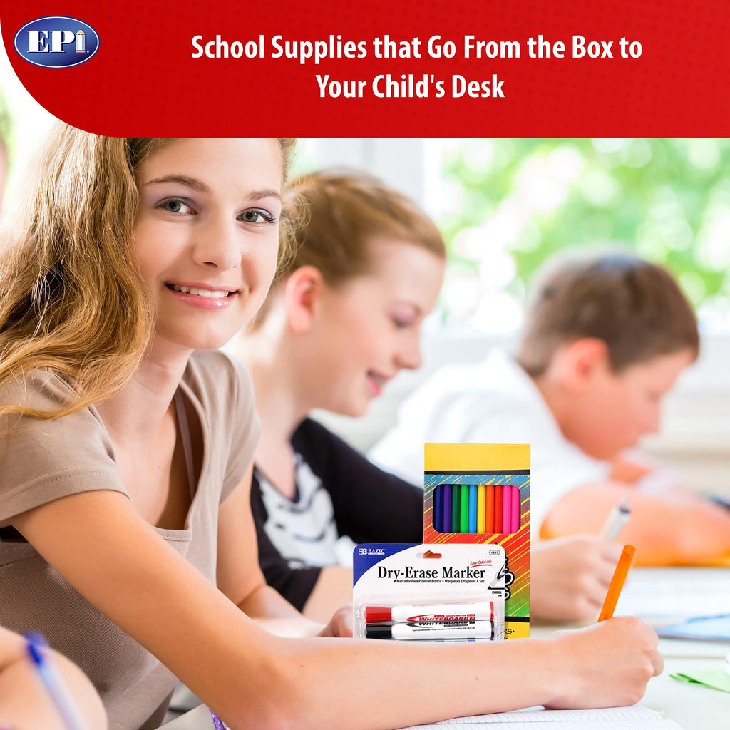 EPI Essentials Back to School Supplies for Kids 6th-12th Grade – 51 Items in Kit – Middle to High School Supply Packs – College-Ruled Bundle with Composition Notebooks – Suitable for Homeschooling