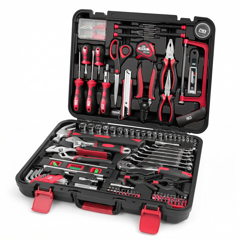 Prostormer 259-Piece Tool Kit, General Household Hand Tool Set with Plastic Storage Toolbox, Portable Complete Repair Tool Box for Home and Car (Blue)
