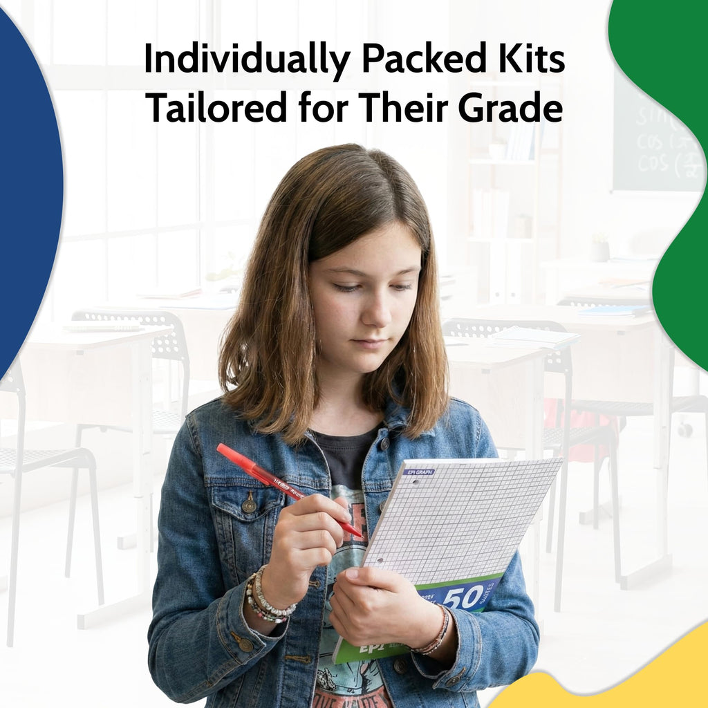 EPI Essentials Back to School Supplies for Kids 6th-12th Grade – 51 Items in Kit – Middle to High School Supply Packs – College-Ruled Bundle with Composition Notebooks – Suitable for Homeschooling