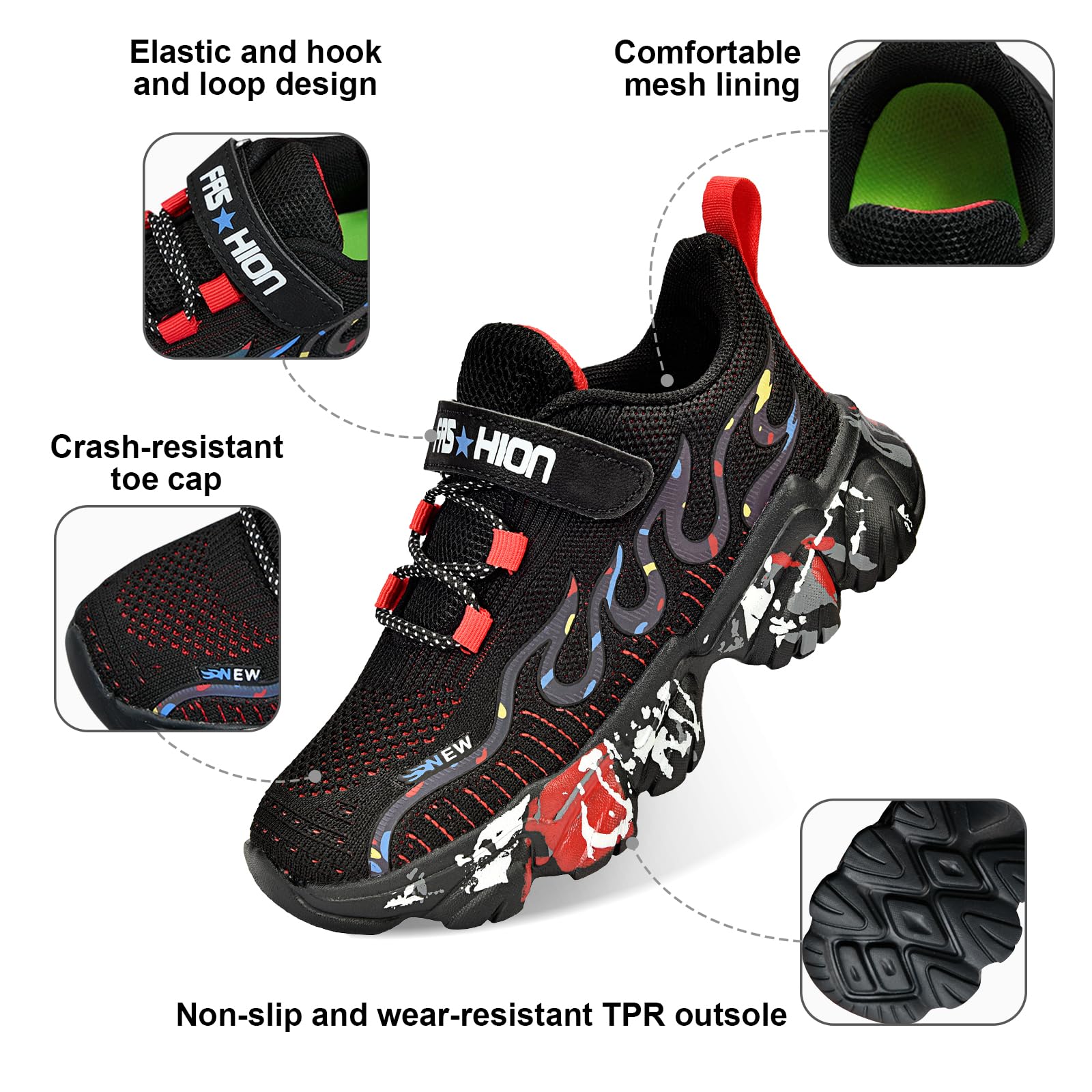 Uerymit Boys Girls Sneakers Slip On Athletic Running Shoes