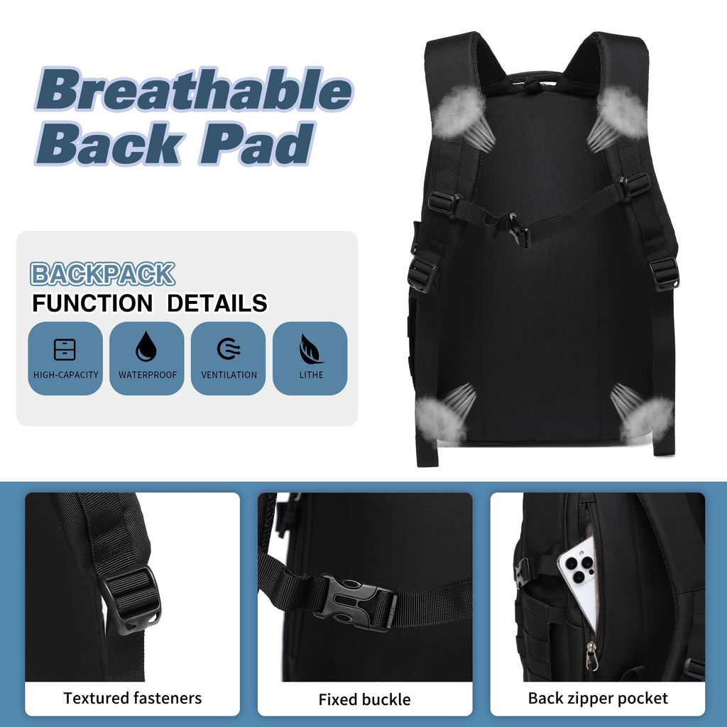 Wotony Military tactical backpack, backpack for men black small tactical assault bag