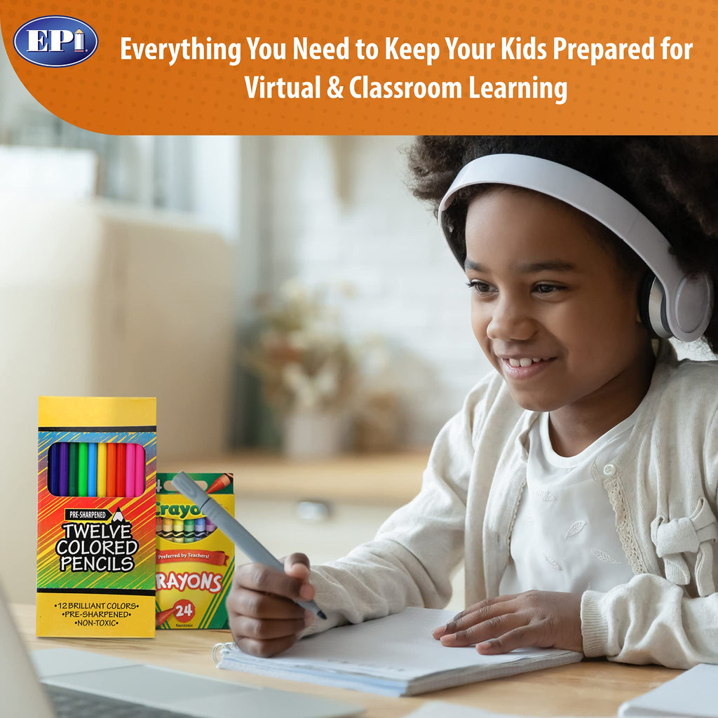 EPI Essentials Back to School Supplies for Kids 6th-12th Grade – 51 Items in Kit – Middle to High School Supply Packs – College-Ruled Bundle with Composition Notebooks – Suitable for Homeschooling
