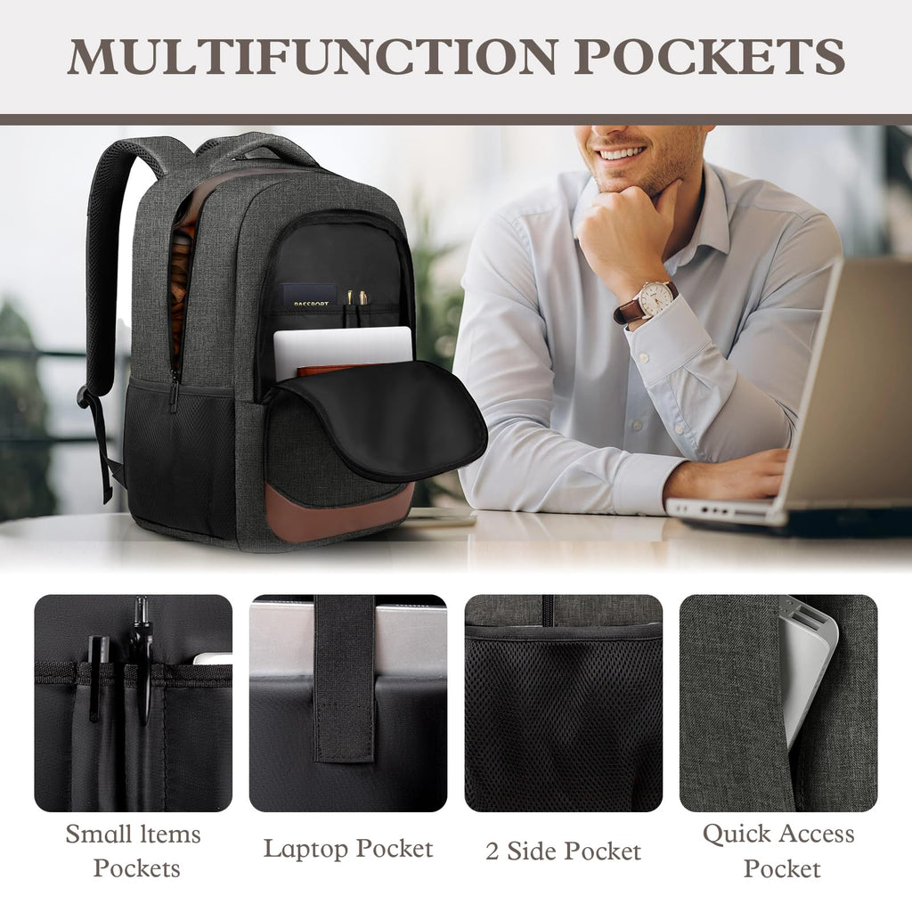Travel Laptop Backpack 17 Inch, Sturdy Professional Travel Backpack for Men Women with LifetimeWarranty, Airline Approved Big Large Business Work College Computer Backpack, Black