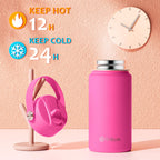 Fimibuke Kids Insulated Water Bottle, 14oz BPA FREE 18/8 Stainless Steel Travel Tumbler Double Wall Vacuum Leak Proof Kids Cup with Straw Metal Water Bottle for School Boys Girls(1 Pack, Rainbow)