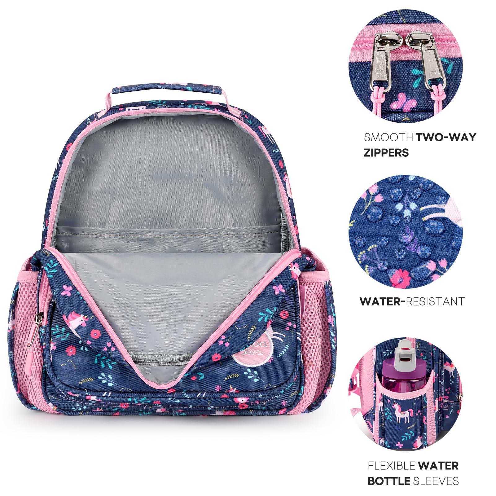 mibasies Kids Backpack for Girls: Girls Backpack 5-8 - Kindergarten Elementary School Bookbag for Girl - Flower Pink