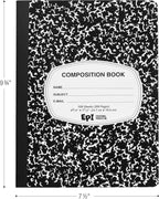 4 Pack - EPI Marble Hardcover Wide Ruled Composition Notebook | 200 Pages (100 Sheets), 9.75 x 7.5 in, Sturdy Sewn Binding | School, Office, Journaling, Notes