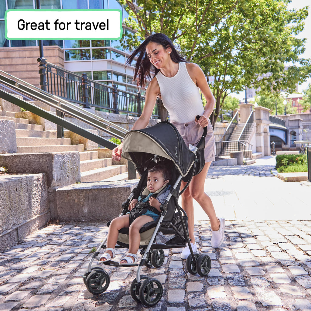 Ingenuity 3D Mini Convenience Stroller – Lightweight Stroller with Compact Fold, Multi-Position Recline, Canopy with Pop Out Sun Visor and More – Umbrella Stroller for Travel, Pink