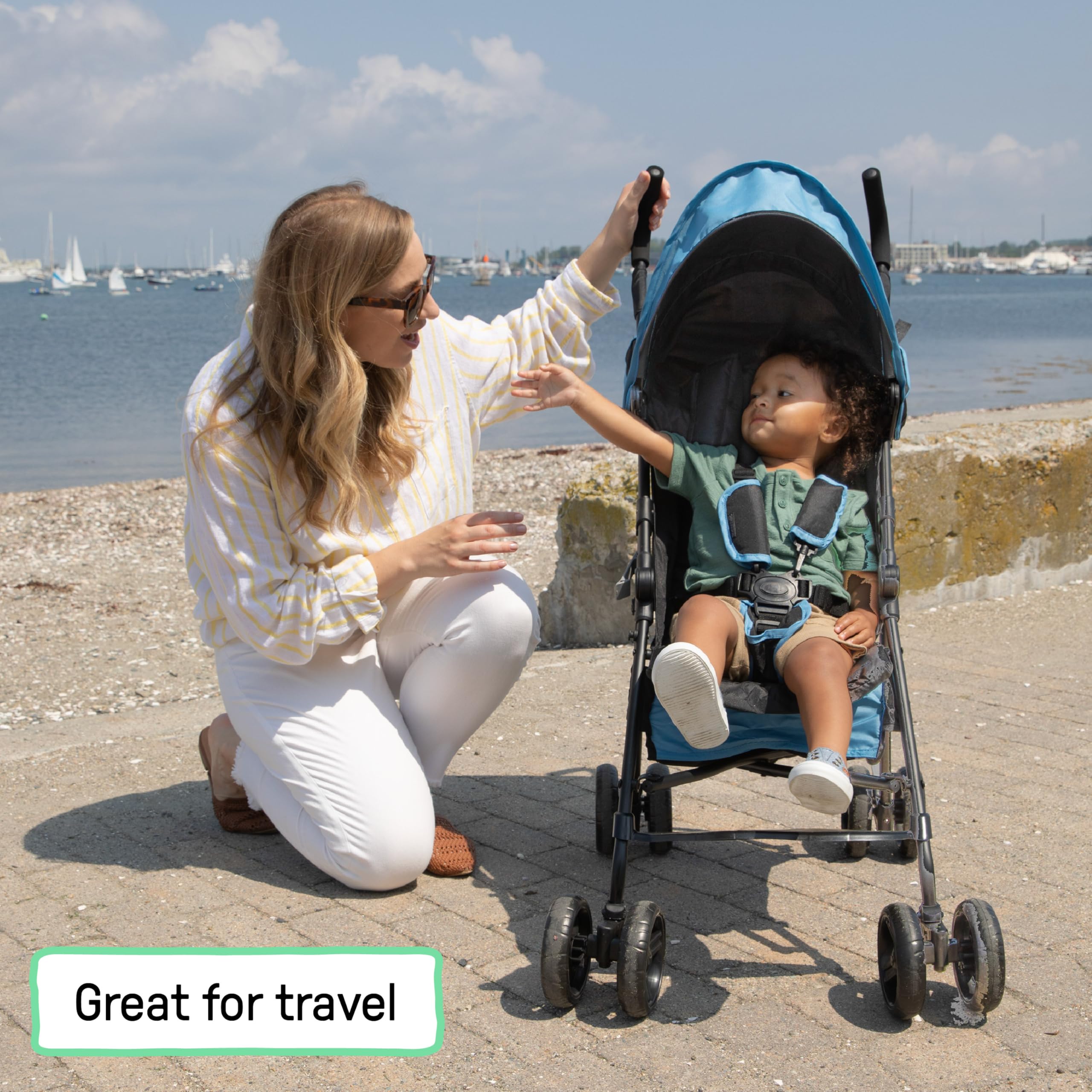 Ingenuity 3D Mini Convenience Stroller – Lightweight Stroller with Compact Fold, Multi-Position Recline, Canopy with Pop Out Sun Visor and More – Umbrella Stroller for Travel, Pink