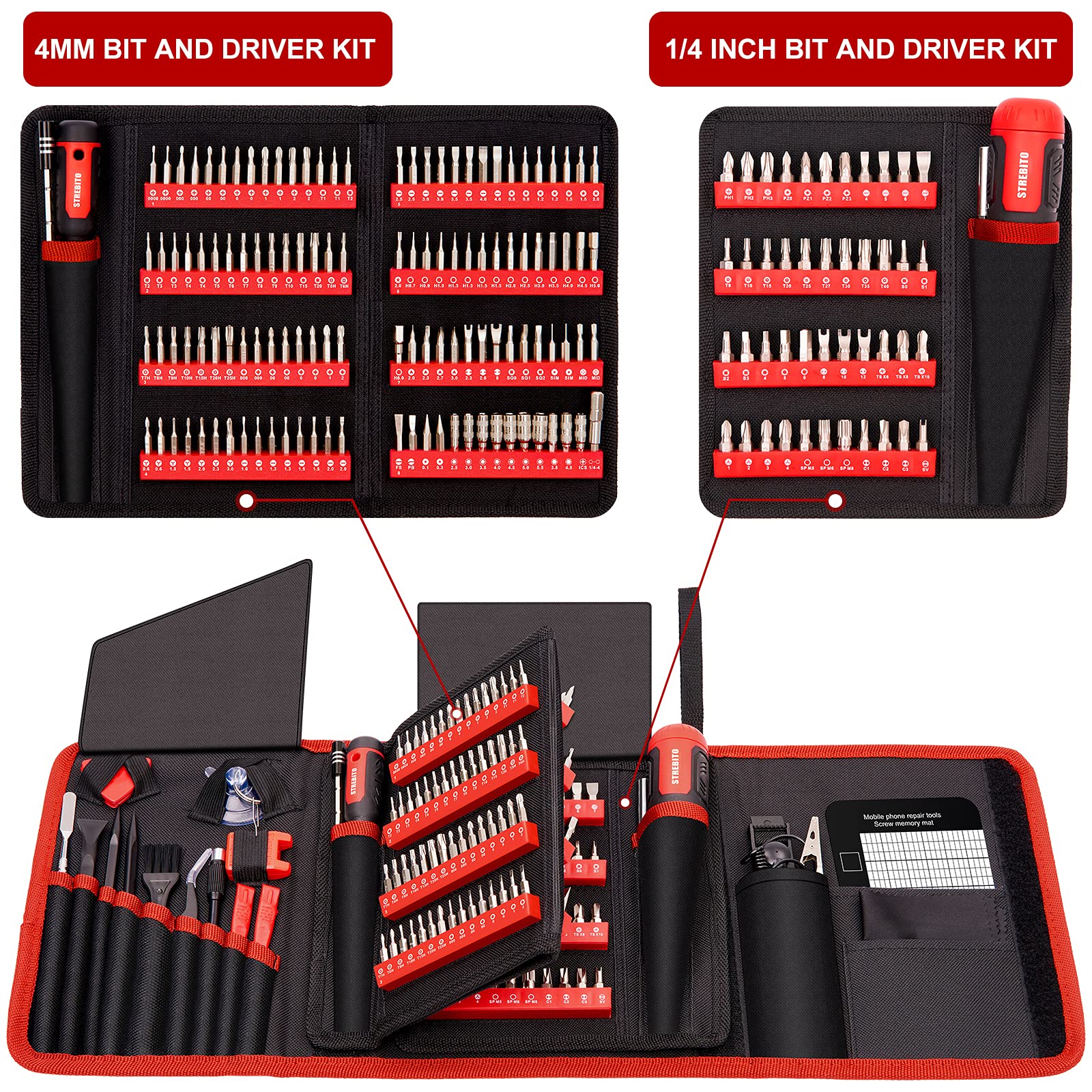 STREBITO Precision Screwdriver Set 191-Piece Multi-Bit Screwdriver 1/4 Inch Nut Driver Home Improvement Tool Electronic Repair Kit for Computer, iPhone, Laptop, PC, Cell Phone, PS4, Xbox, Nintendo
