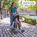 Ingenuity 3D Mini Convenience Stroller – Lightweight Stroller with Compact Fold, Multi-Position Recline, Canopy with Pop Out Sun Visor and More – Umbrella Stroller for Travel, Pink