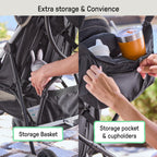 Ingenuity 3D Mini Convenience Stroller – Lightweight Stroller with Compact Fold, Multi-Position Recline, Canopy with Pop Out Sun Visor and More – Umbrella Stroller for Travel, Pink
