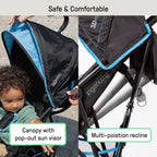 Ingenuity 3D Mini Convenience Stroller – Lightweight Stroller with Compact Fold, Multi-Position Recline, Canopy with Pop Out Sun Visor and More – Umbrella Stroller for Travel, Pink