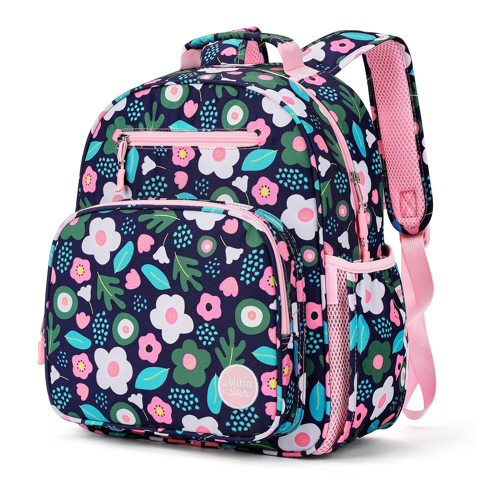 mibasies Kids Backpack for Girls: Girls Backpack 5-8 - Kindergarten Elementary School Bookbag for Girl - Flower Pink