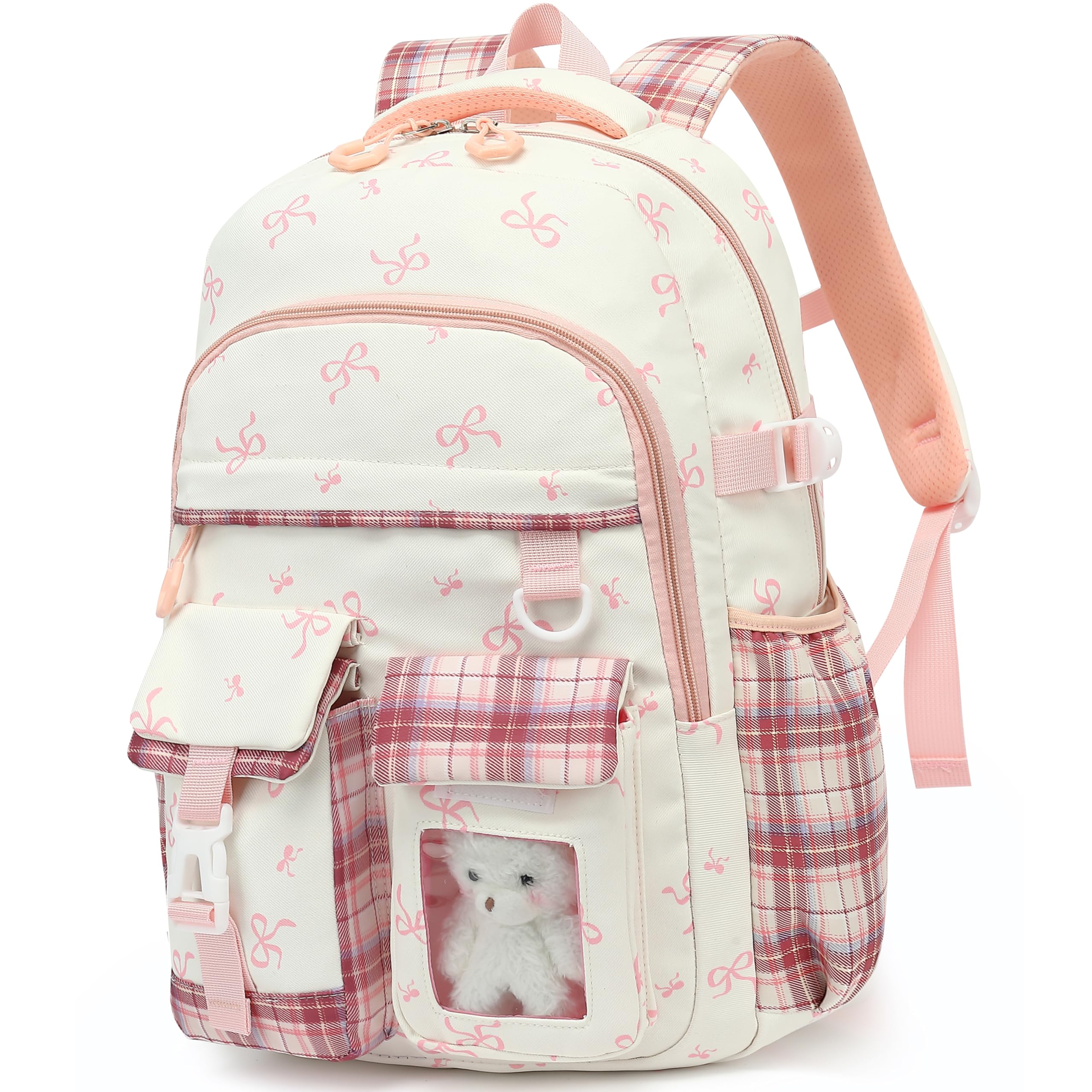 PRLINJSK Girls Backpack，Cute School Backpack for Girls Kids Teens，Kawaii Bookbag for Primary Elementary，Purple