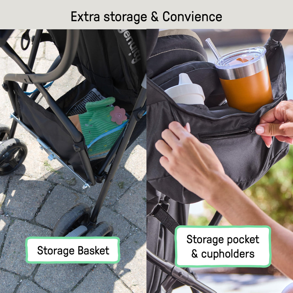 Ingenuity 3D Mini Convenience Stroller – Lightweight Stroller with Compact Fold, Multi-Position Recline, Canopy with Pop Out Sun Visor and More – Umbrella Stroller for Travel, Pink